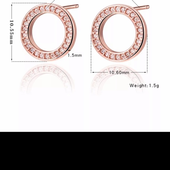 **New Luxury 18k Rose Gold Diamond Stud Earrings - Picture 3 of 4